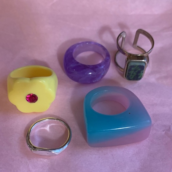 Colorful Statement Rings Set - Picture 2 of 6